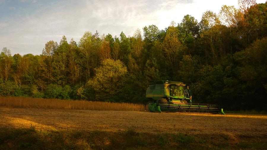 Wheat Field Combiner Photograph by Daniel Brinneman