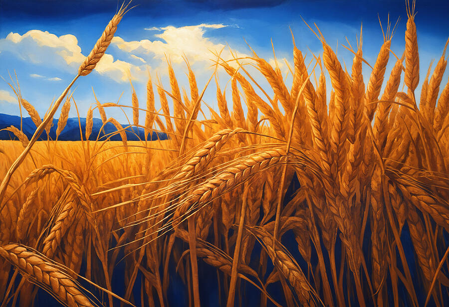 Wheat field under a blue sky - limited color palette painting Digital Art by Nicko Prints Wheat field under a blue sky - limited color palette painting Digital Art by Nicko Prints