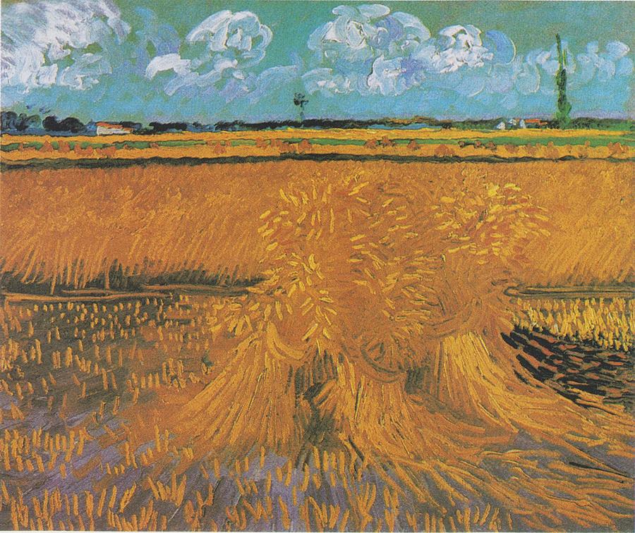 Wheat Field With Sheaves Painting By Vincent Van Gogh Pixels