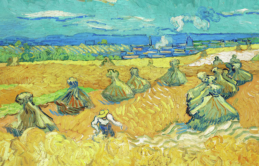 Wheat Fields With Reaper 1890 Painting By Vincent Van Gogh Pixels