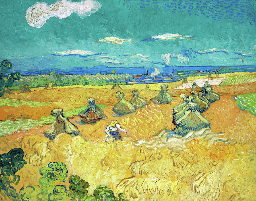 Vincent Van Gogh Painting - Wheat Fields with Reaper, Auvers, 1890 by Vincent Van Gogh