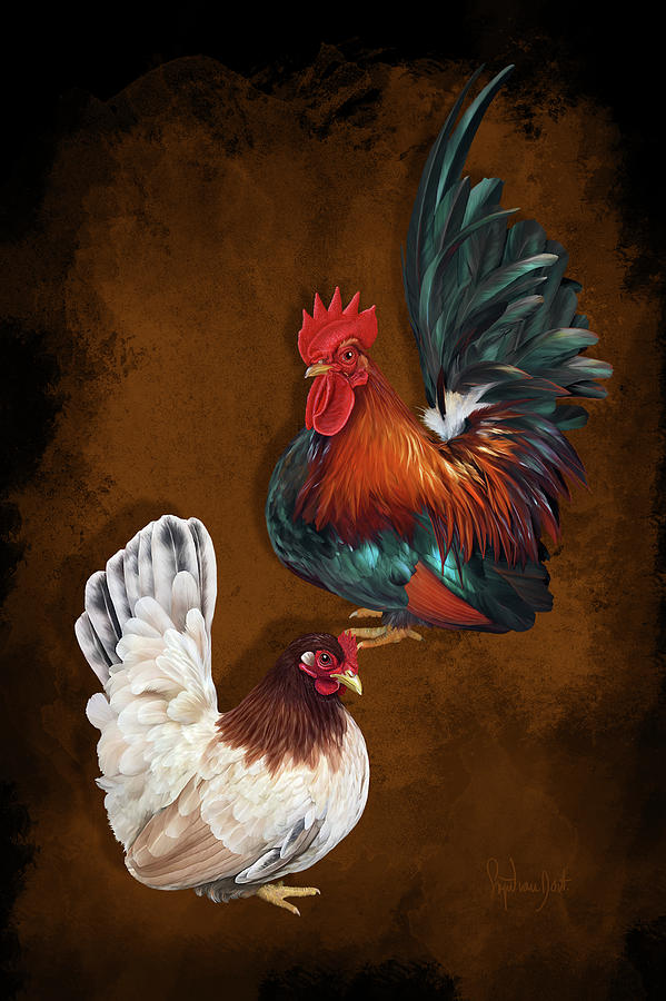 Wheaten Digital Art - Wheaten Japanese Bantams Or Chabo by Sigrid Van Dort Wheaten Digital Art - Wheaten Japanese Bantams Or Chabo by Sigrid Van Dort