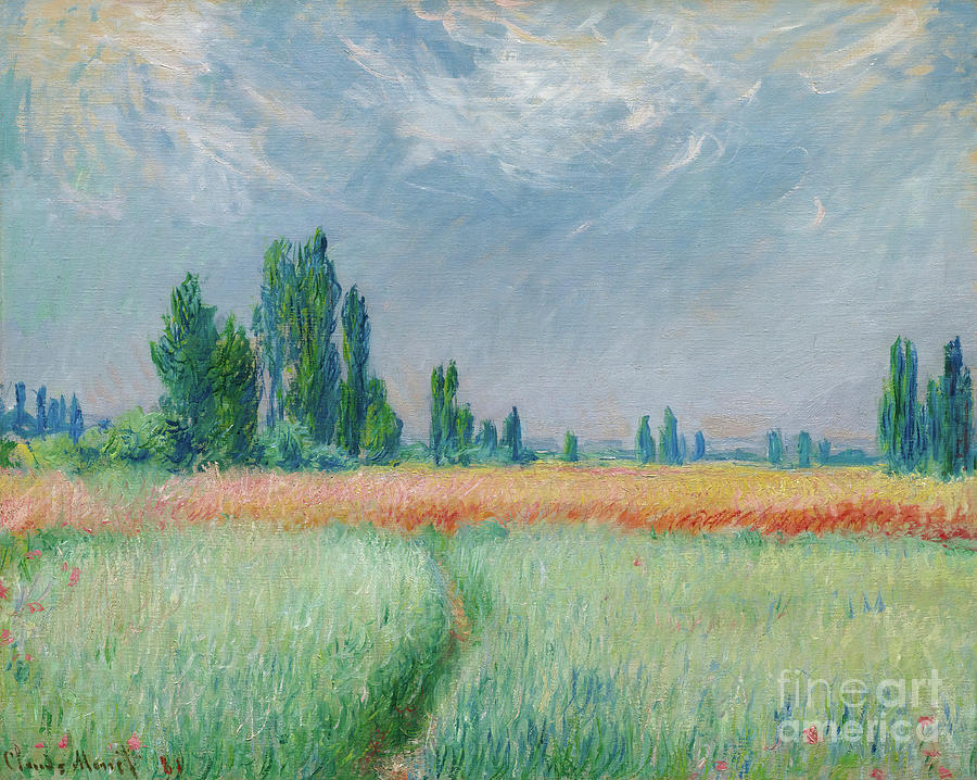 Wheatfield, 1881 oil on canvas by Monet Painting by Claude Monet
