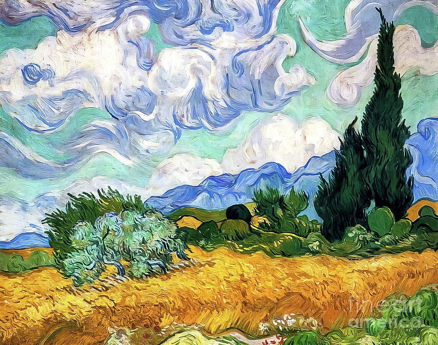 Wheatfield With Cypress Tree by Vincent Van Gogh 1889 Painting by Vincent Van Gogh