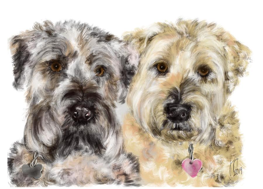 Wheaton Terrier Friends  Digital Art by Lois Ivancin Tavaf