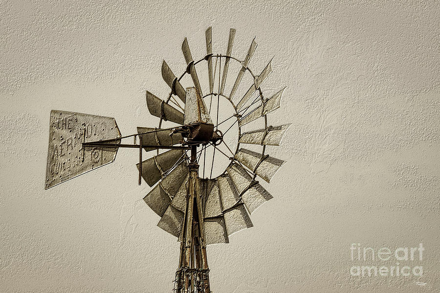 Wheel Of A Windmill Sepia Photograph by Jennifer White