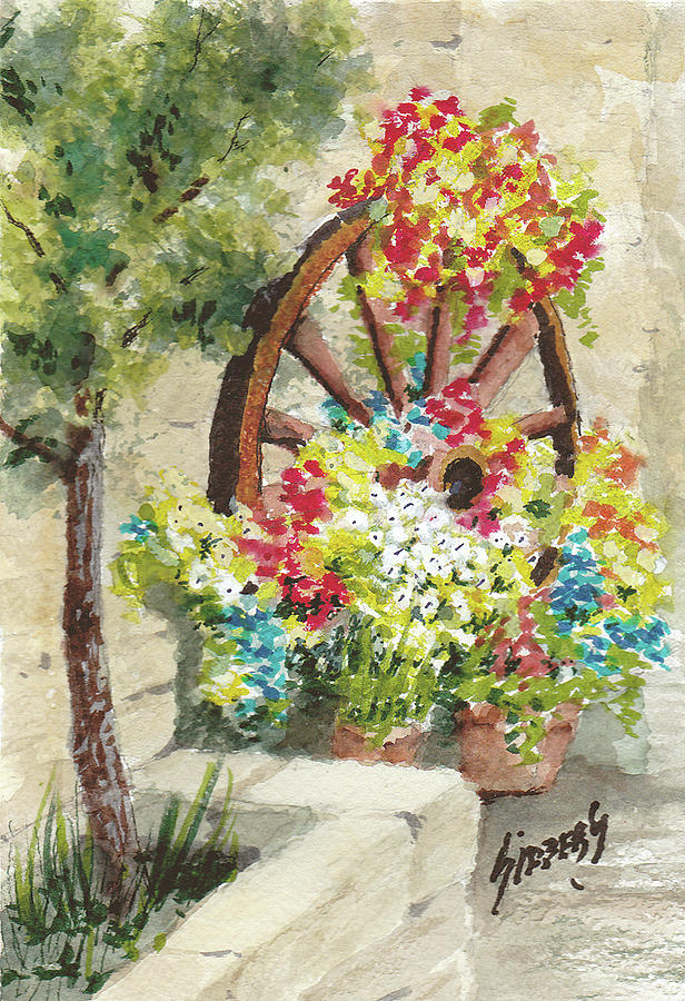 Wheel Of Flowers Painting by Sam Sidders