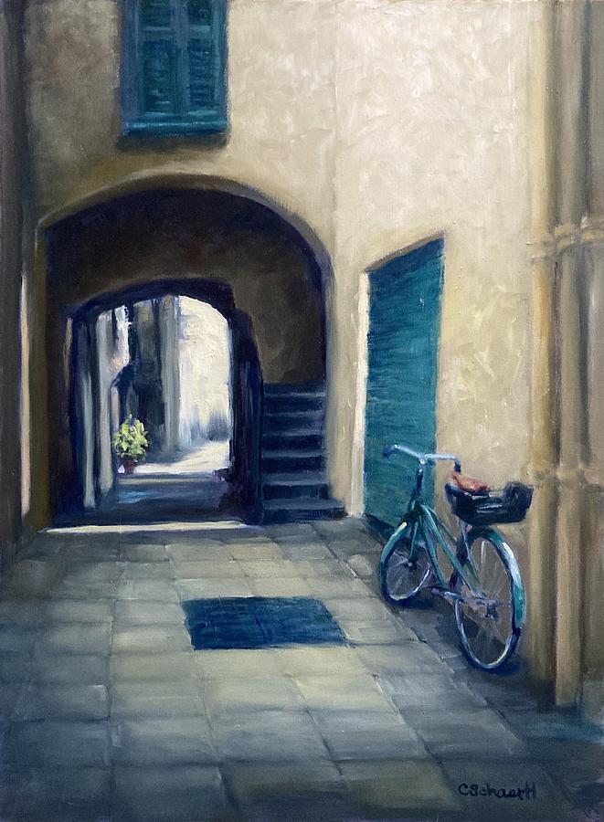 Wheels a the Ready Painting by Connie Schaertl