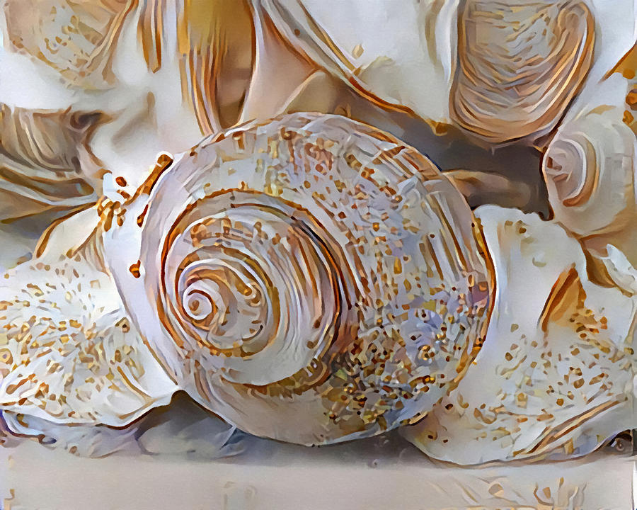 Whelk And Other Seashells On Beach Mixed Media by Sandi OReilly