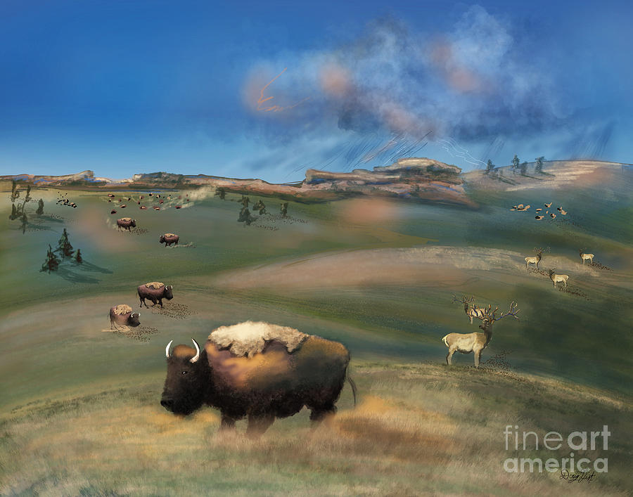 When Bison Roamed Wyoming Digital Art by Doug Gist