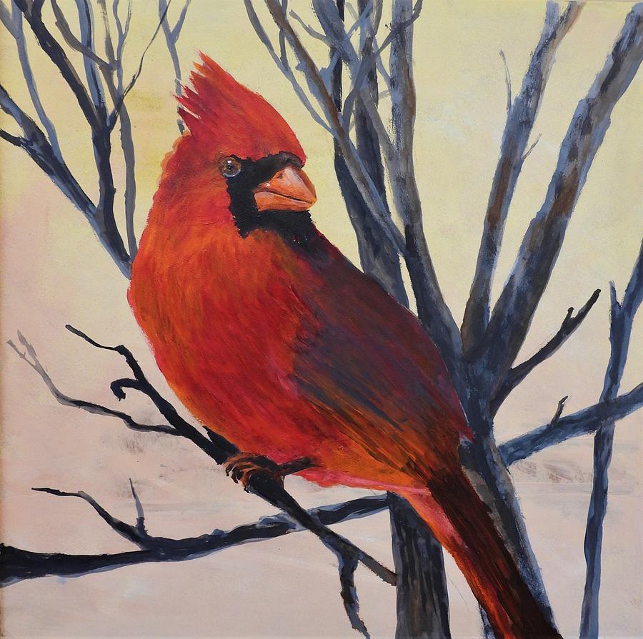 Winter Painting - When Cardinals are Near by Betty-Anne McDonald