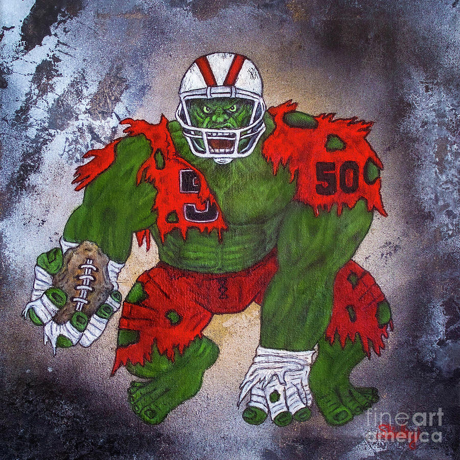 When Football Gets Ugly Painting by Shirley Dutchkowski