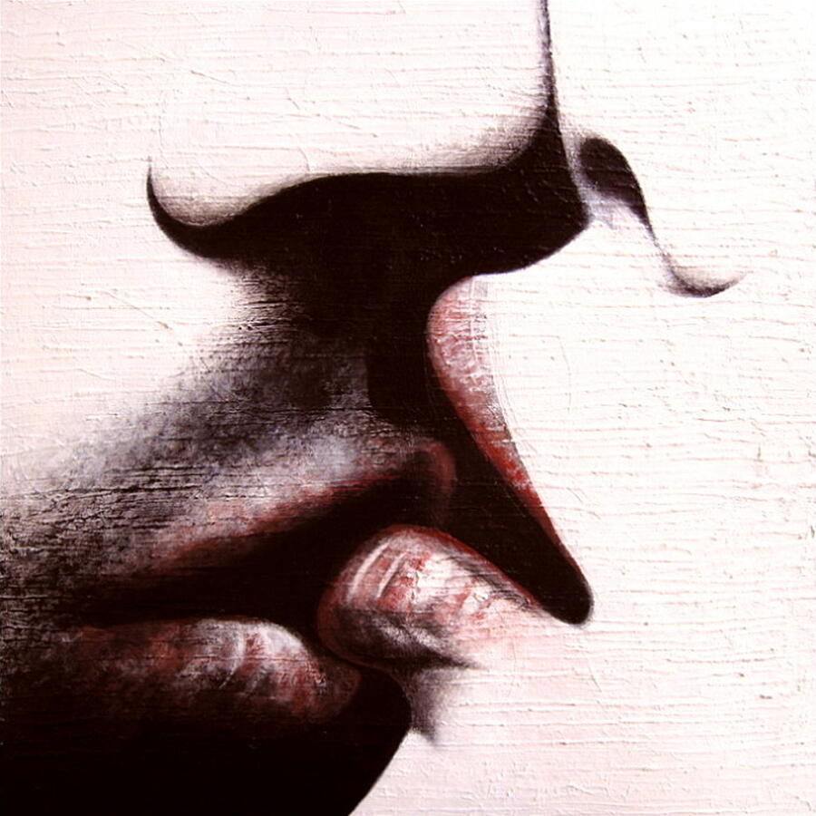 When her mouth faced his mouth Painting by Michael Lightsey
