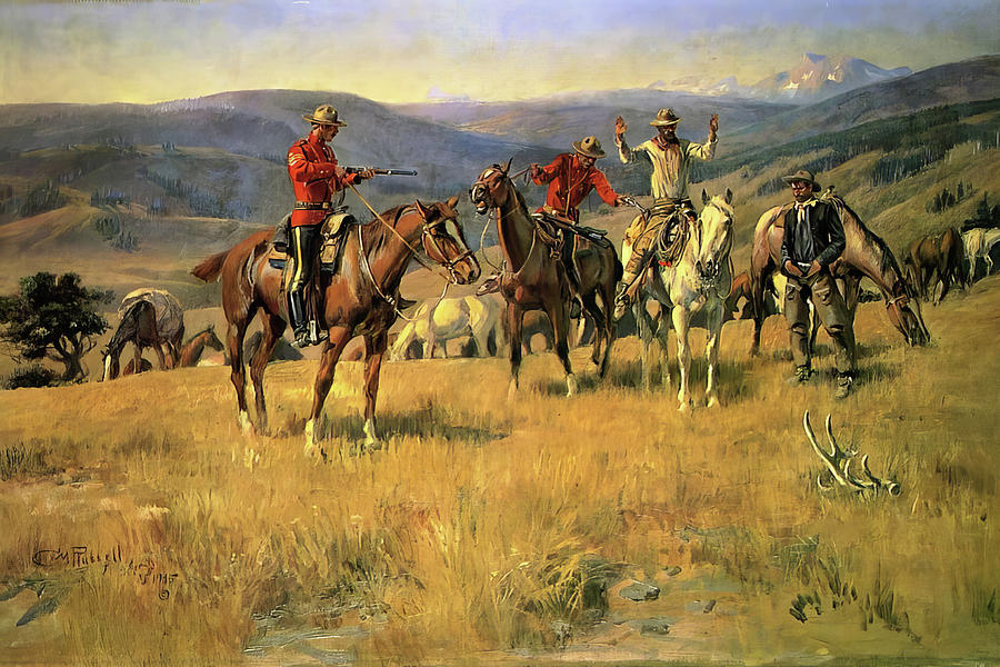 Charles Marion Russell Painting - When Law Dulls the Edge of Chance 1915 by Charles Marion Russell