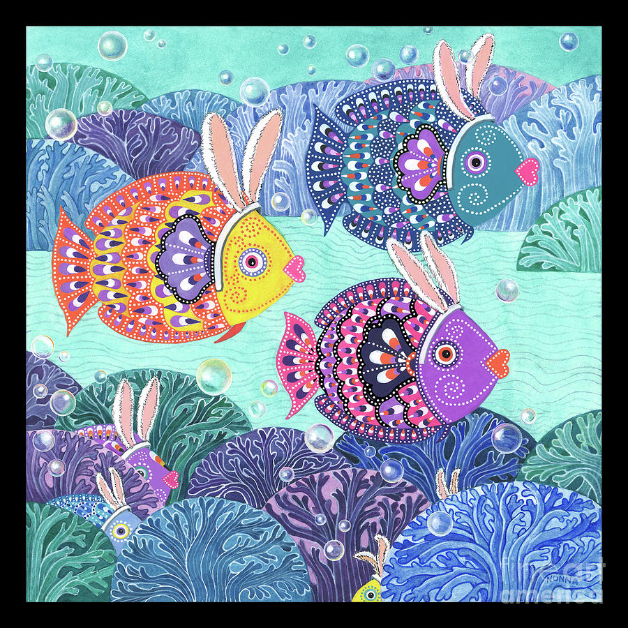 Fish Painting - 3...when Rabbits Are Marching... by Nonna Mynatt