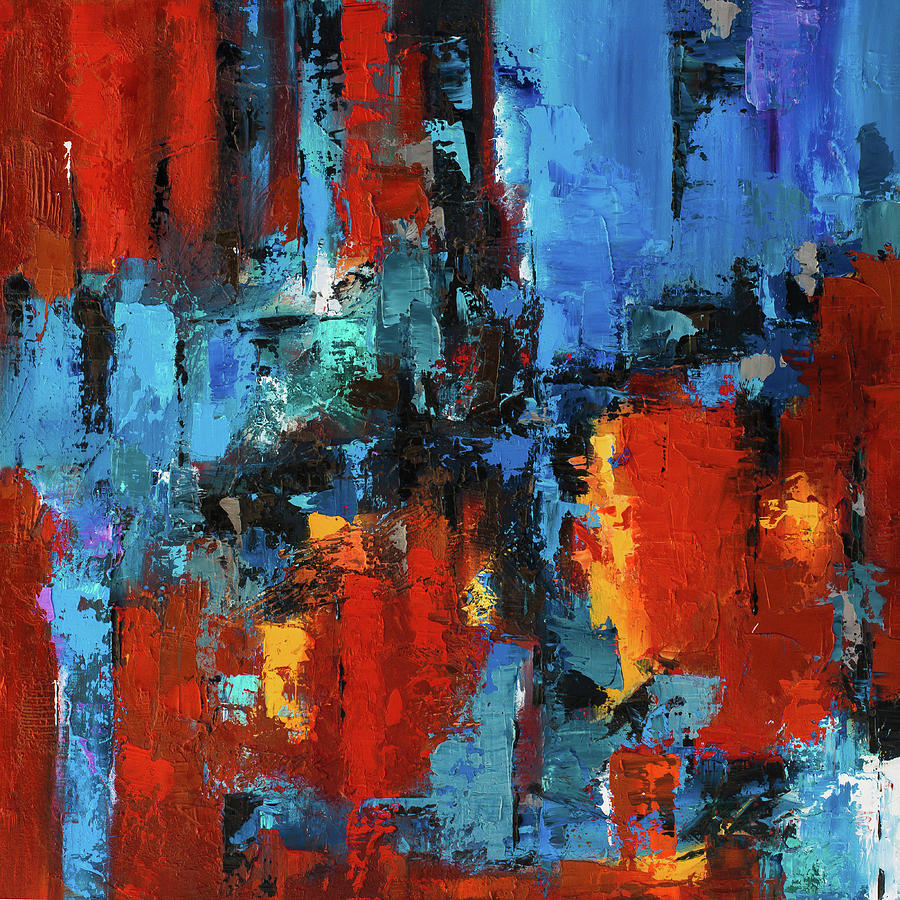 Abstract Painting - When red and blue meet by Elise Palmigiani