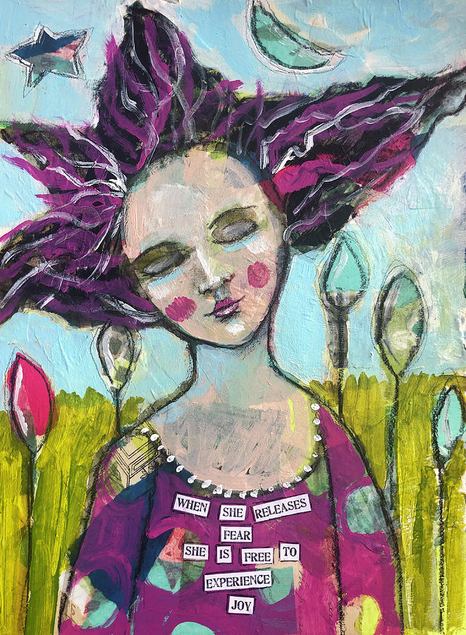 When She Releases Fear Mixed Media by Lynn Colwell