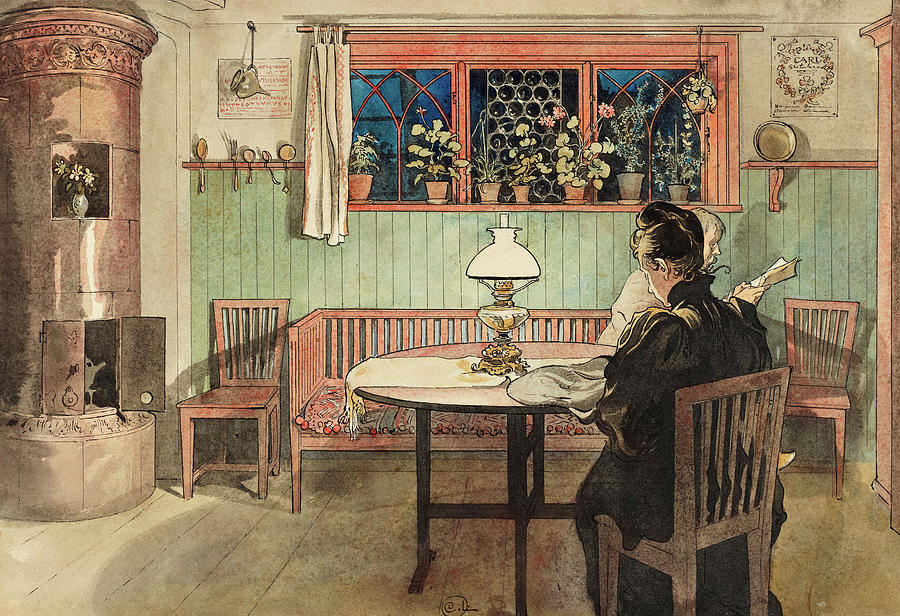When the Children have Gone to Bed, 1895 Painting by Carl Larsson