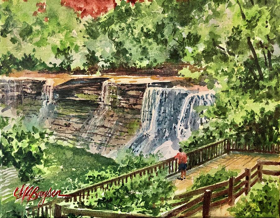 Waterfall Painting - When the Falls is Just a Trickle by Maryann Boysen