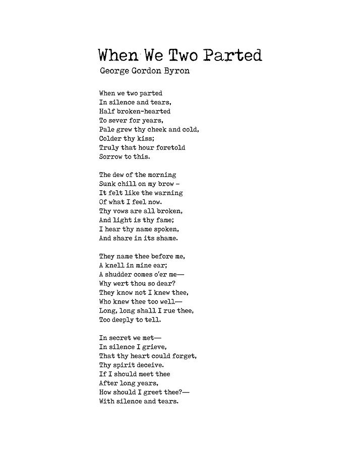 When We Two Parted - Poem by George Gordon Byron - Literary Print - Typewriter 1 Digital Art by Studio Grafiikka