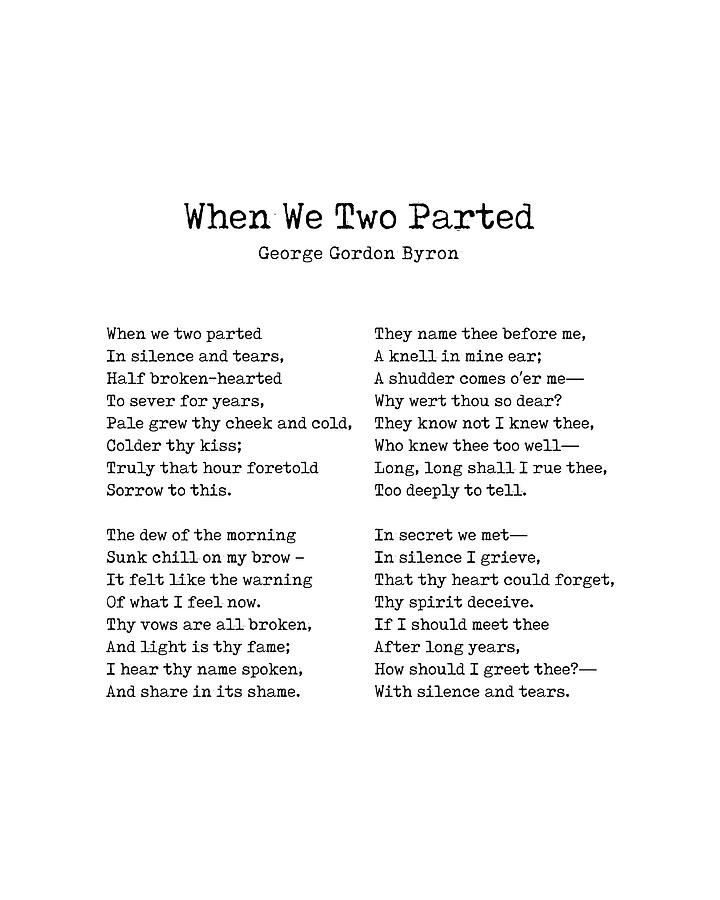 When We Two Parted - Poem by George Gordon Byron - Literary Print - Typewriter 2 Digital Art by Studio Grafiikka