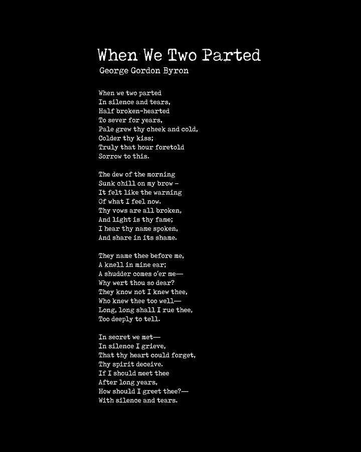 When We Two Parted - Poem by George Gordon Byron - Literary Print - Typewriter 3 Digital Art by Studio Grafiikka