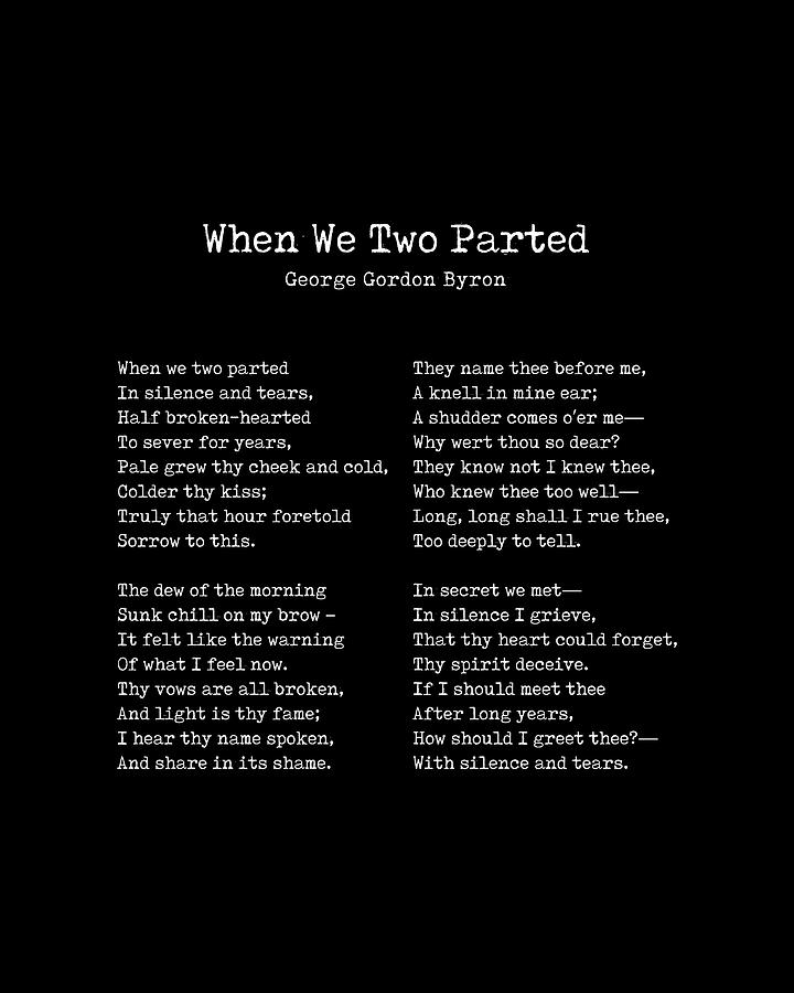 When We Two Parted - Poem by George Gordon Byron - Literary Print ...