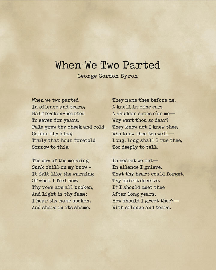 When We Two Parted - Poem by George Gordon Byron - Literary Print - Typewriter on Old Paper Digital Art by Studio Grafiikka