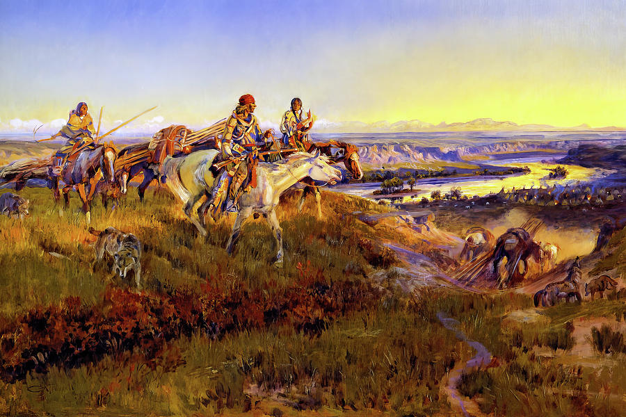 When White Men Turned Red Painting by Charles Marion Russell