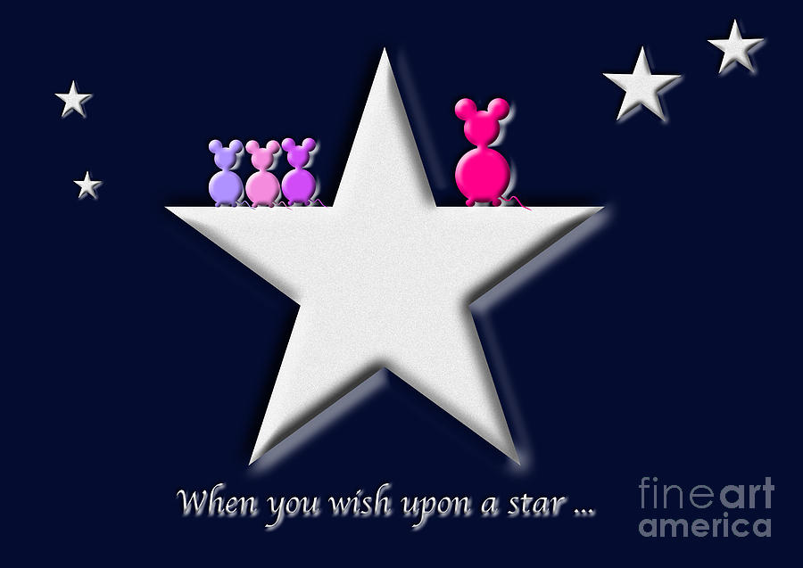 Mouse Family When You Wish Upon A Star Quote Digital Art by Barefoot Bodeez Art