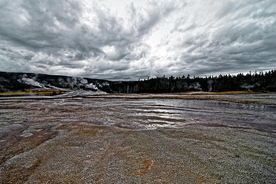 Where Clouds Are Made -- Upper Geyser Basin in Yellowstone National Park, Wyoming Photograph by Darin Volpe