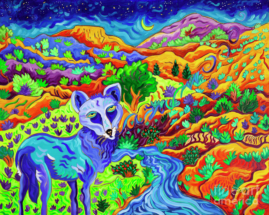Where the Coyote Sings His Song Painting by Cathy Carey