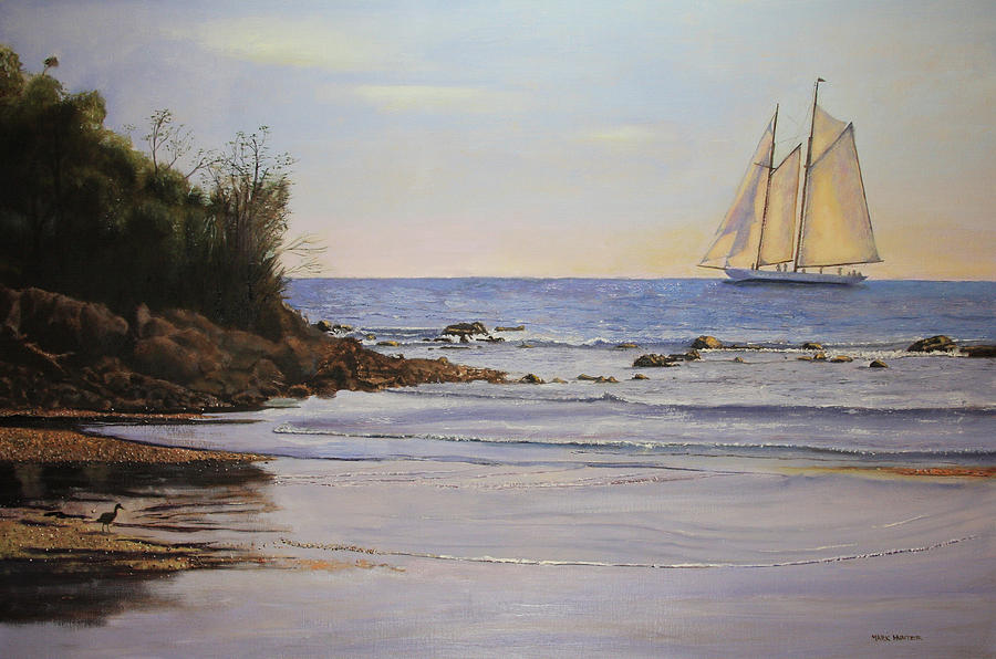 Schooners Painting - Where the Ocean Meets the Sea by Mark Hunter