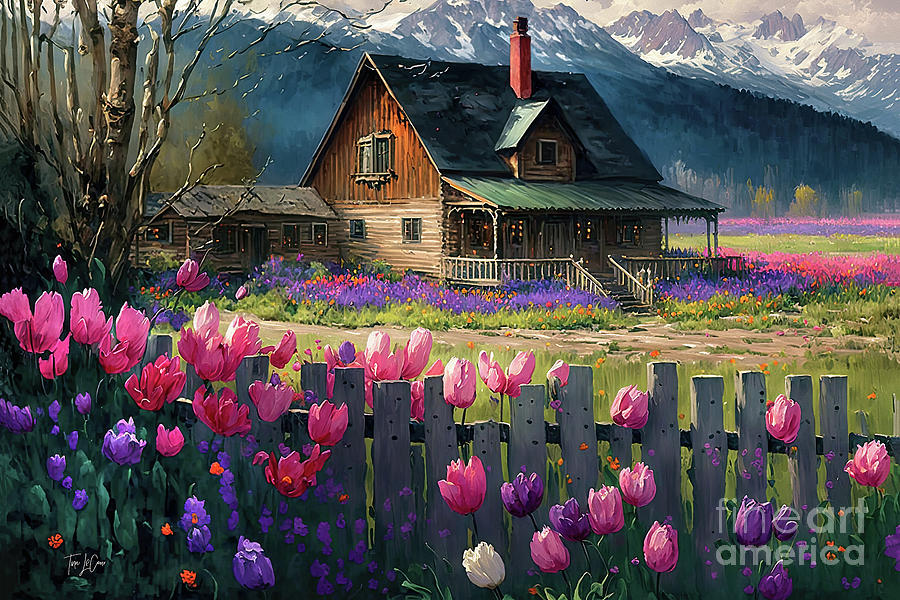 Tulip Painting - Where The Tulips Grow by Tina LeCour