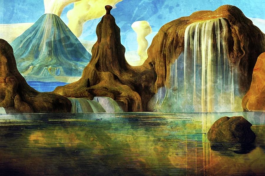 Where The Water Falls Digital Art by Ally White