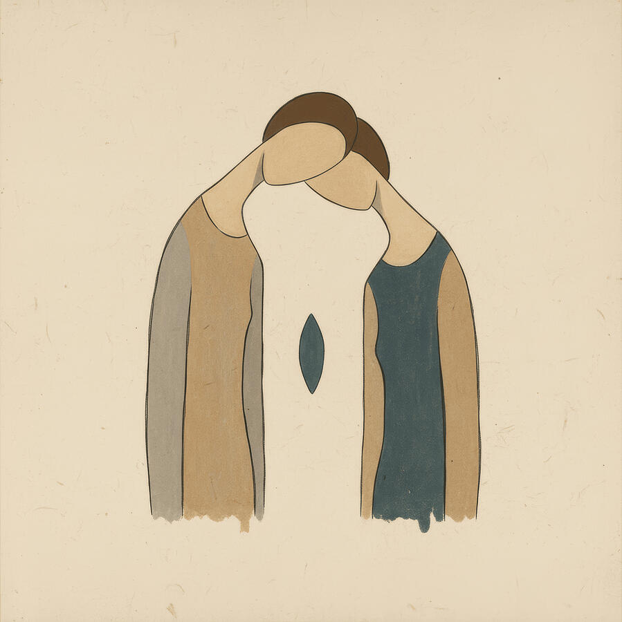 Abstract Embrace of Two Figures Digital Art - Where We Begin by Samuel HUYNH