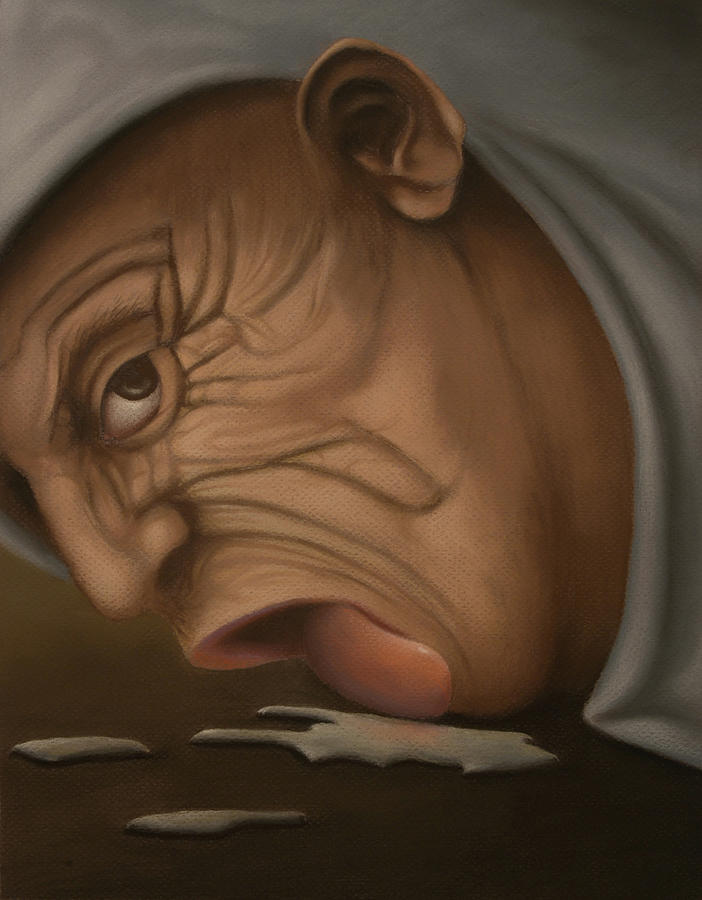 19. Licking the floor, it tastes like wine, this could be a magical sign. Pastel by Ben Kotyuk