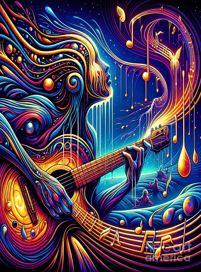 While My Guitar Gently Weeps music poster Digital Art by Movie World Posters