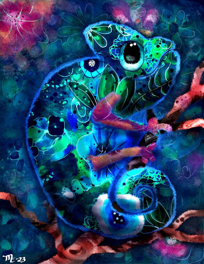 Whimsical Abstract Chameleon Digital Art by Monica Resinger