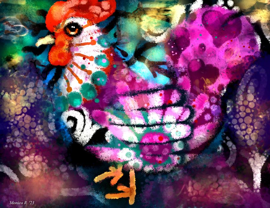Whimsical Abstract Chicken Digital Art by Monica Resinger