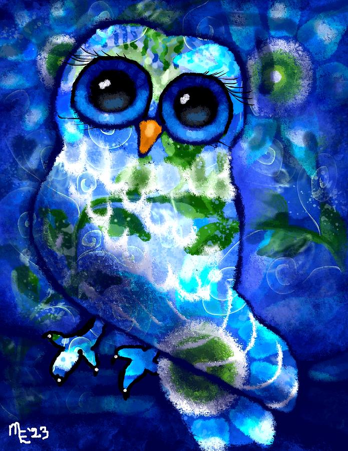 Whimsical Abstract Owl Digital Art by Monica Resinger