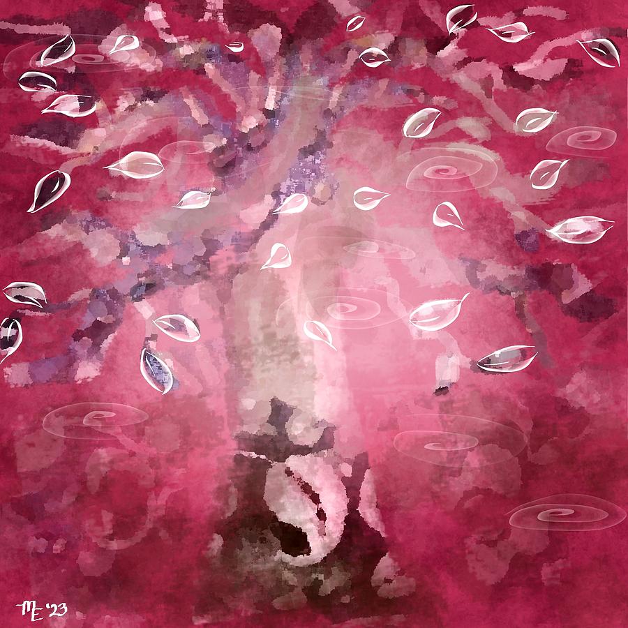 Whimsical Abstract Tree Pink White Brown Digital Art by Monica Resinger