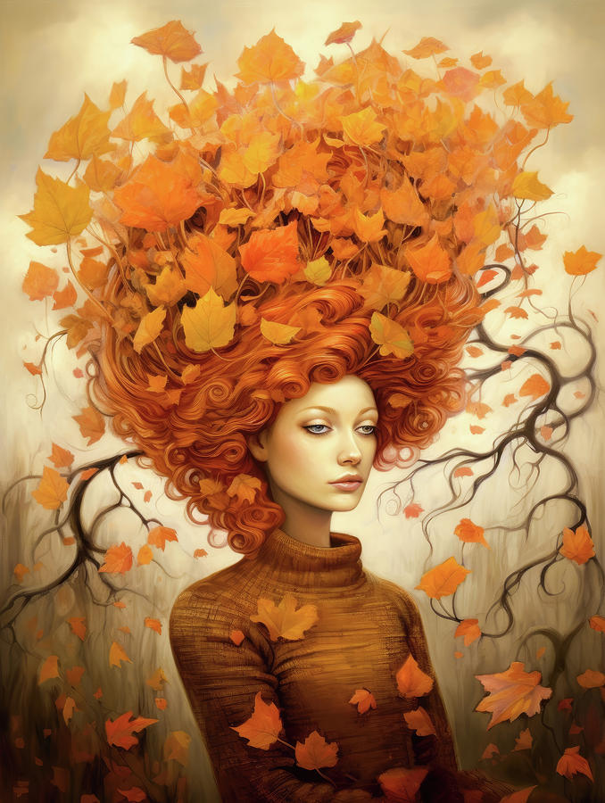 Whimsical Autumn Woman 01 Digital Art by Matthias Hauser