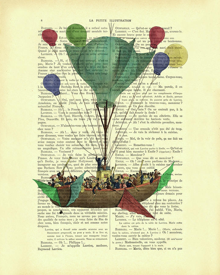Fantasy Mixed Media - Whimsical Balloon Ride by Madame Memento