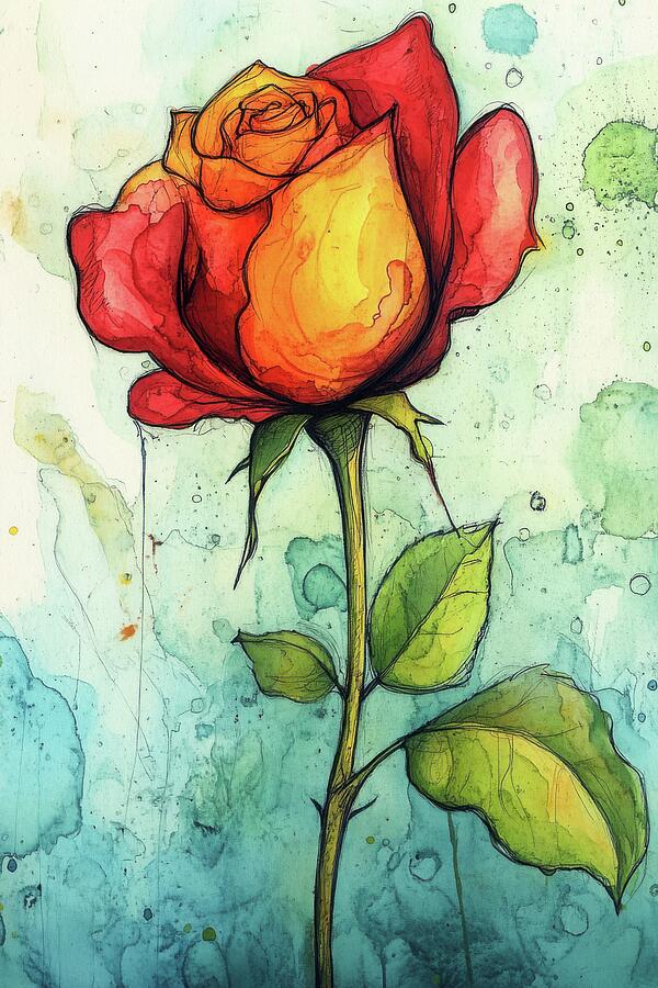 Whimsical Bloom - A Watercolor Rose Digital Art by Matthias Hauser Whimsical Bloom - A Watercolor Rose Digital Art by Matthias Hauser