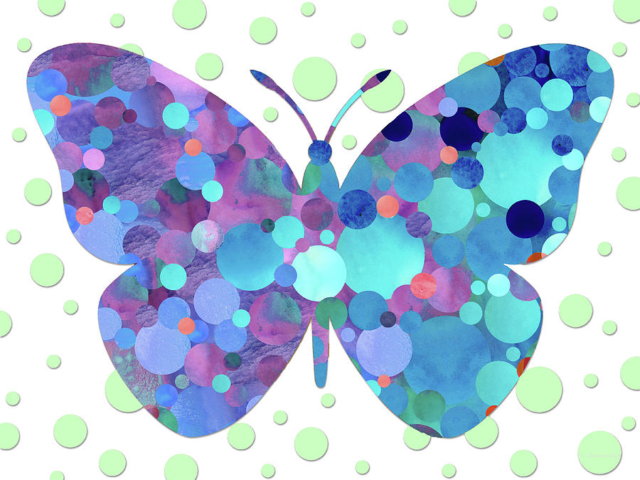 Whimsical Blue Butterfly Art  Painting by Sharon Cummings