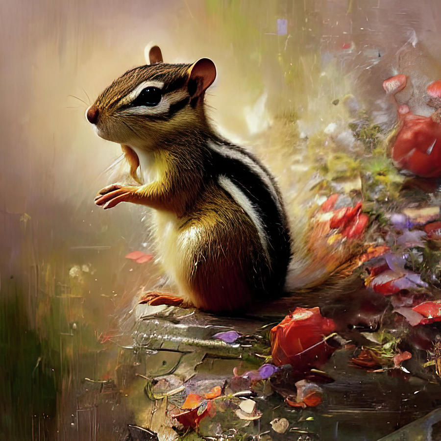 Whimsical Chipmunk  Painting by Bob Orsillo