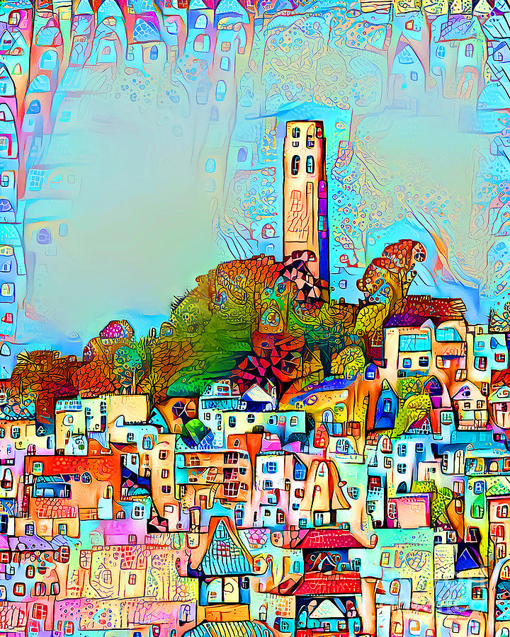 Whimsical Cityscape San Francisco Coit Tower 20210416 Photograph by Wingsdomain Art and Photography