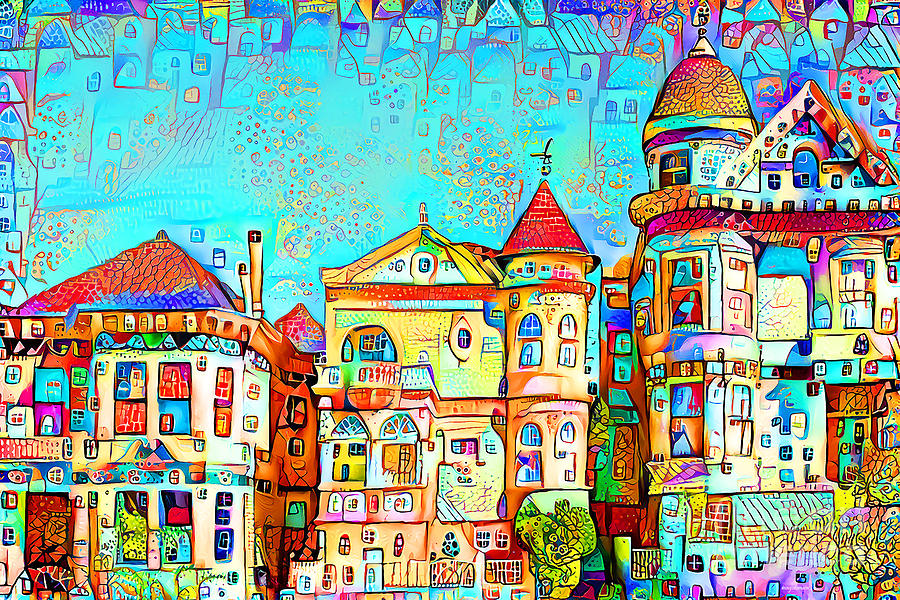 Whimsical Cityscape San Francisco Painted Ladies of Alamo Square 20210415 Photograph by Wingsdomain Art and Photography