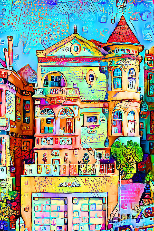 Whimsical Cityscape San Francisco Painted Ladies of Alamo Square 20210418 v4 Photograph by Wingsdomain Art and Photography
